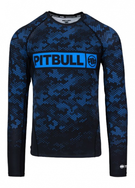 PitBull Rashguard Langarmshirt Hex Camo Hilltop blau